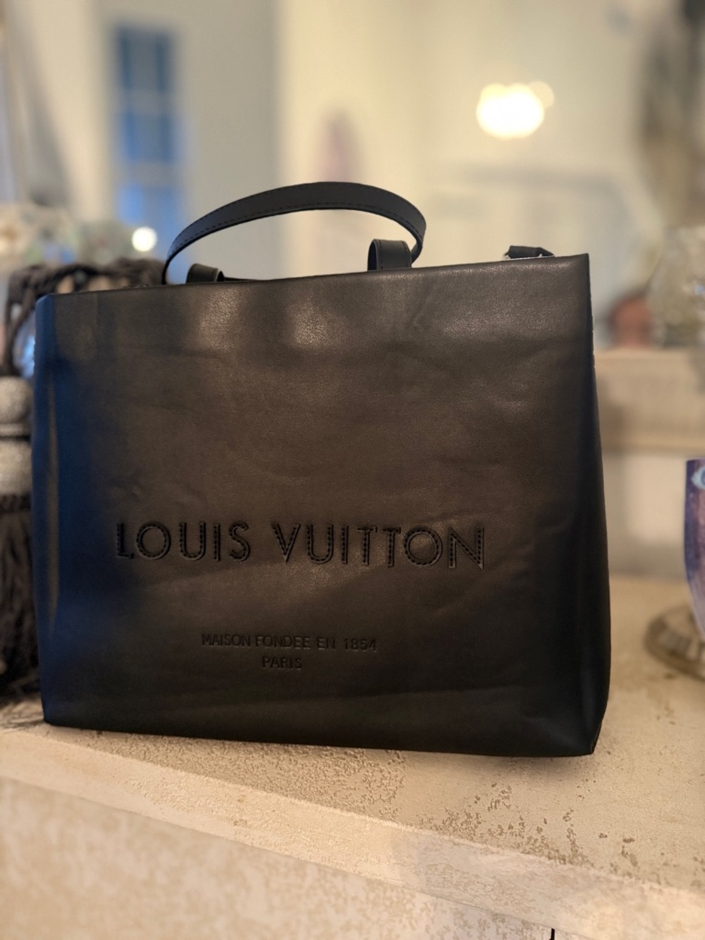 Fashion Designer inspired Black Embossed tote New handbag bag